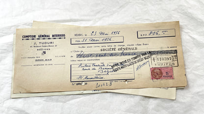 1950s - Lot of 6 Vintage French Bills of Exchange – Handwritten Commercial Documents with Stamps