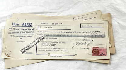 1950s - Lot of 6 Vintage French Bills of Exchange – Handwritten Commercial Documents with Stamps