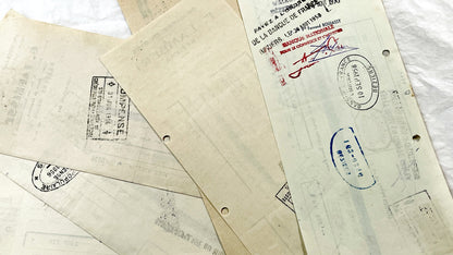 1950s - Lot of 6 Vintage French Bills of Exchange – Handwritten Commercial Documents with Stamps