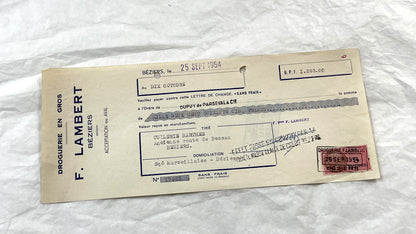 1950s - Lot of 6 Vintage French Bills of Exchange – Handwritten Commercial Documents with Stamps