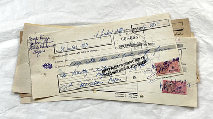 1950s - Lot of 6 Vintage French Bills of Exchange – Handwritten Commercial Documents with Stamps