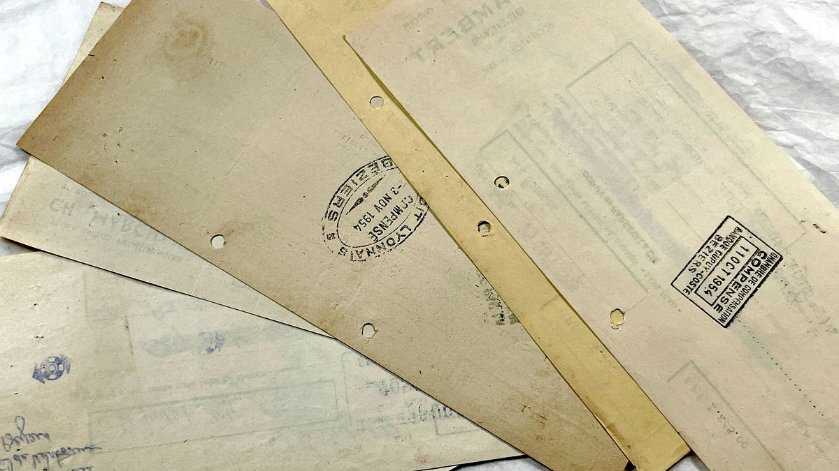 1950s - Lot of 6 Vintage French Bills of Exchange – Handwritten Commercial Documents with Stamps