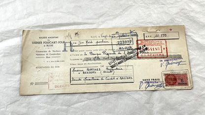 1950s - Lot of 6 Vintage French Bills of Exchange – Handwritten Commercial Documents with Stamps
