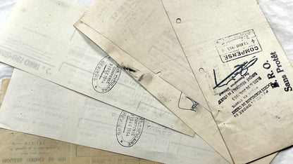 1950s - Lot of 6 Vintage French Bills of Exchange – Handwritten Commercial Documents with Stamps