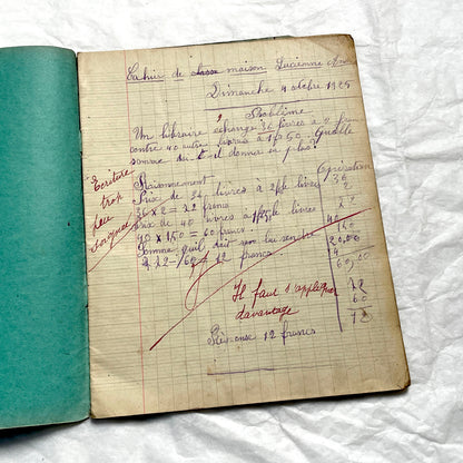 1920s - Vintage French School Notebook - Girl's Handwritten Journal - Classroom Ephemera