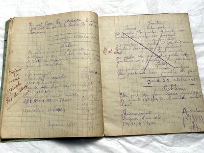 1920s - Vintage French School Notebook - Girl's Handwritten Journal - Classroom Ephemera