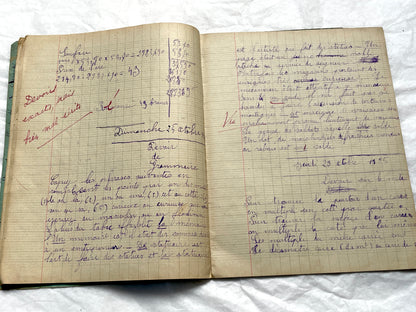 1920s - Vintage French School Notebook - Girl's Handwritten Journal - Classroom Ephemera