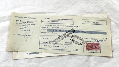 1950s - Lot of 6 Vintage French Bills of Exchange – Handwritten Commercial Documents with Stamps