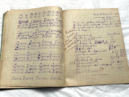 1920s - Vintage French School Notebook - Girl's Handwritten Journal - Classroom Ephemera