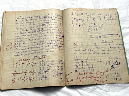 1920s - Vintage French School Notebook - Girl's Handwritten Journal - Classroom Ephemera