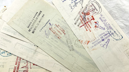 1950s - Lot of 6 Vintage French Bills of Exchange – Handwritten Commercial Documents with Stamps