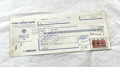 1950s - Lot of 6 Vintage French Bills of Exchange – Handwritten Commercial Documents with Stamps