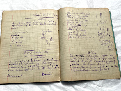 1920s - Vintage French School Notebook - Girl's Handwritten Journal - Classroom Ephemera