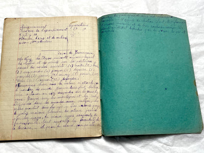 1920s - Vintage French School Notebook - Girl's Handwritten Journal - Classroom Ephemera