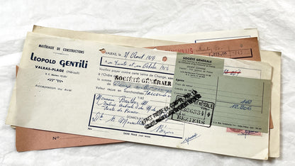 1950s - Lot of 6 Vintage French Bills of Exchange – Handwritten Commercial Documents with Stamps