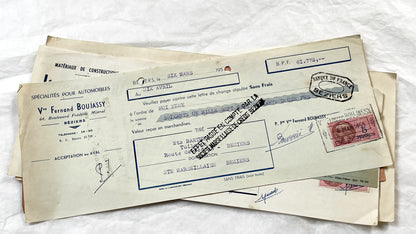 1950s - Lot of 6 Vintage French Bills of Exchange – Handwritten Commercial Documents with Stamps