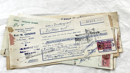 1950s - Lot of 6 Vintage French Bills of Exchange – Handwritten Commercial Documents with Stamps