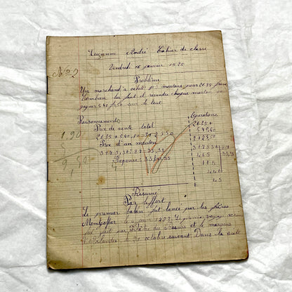 1920s - Authentic French School Girl's School Notebook - Vintage French Ephemera - Handwritten Homework - 1925 Dated Pages
