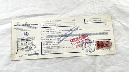 1950s - Lot of 6 Vintage French Bills of Exchange – Handwritten Commercial Documents with Stamps