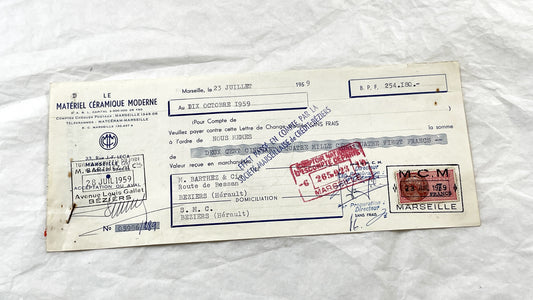 1950s - Lot of 6 Vintage French Bills of Exchange – Handwritten Commercial Documents with Stamps