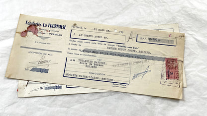 1950s - Lot of 6 Vintage French Bills of Exchange – Handwritten Commercial Documents with Stamps