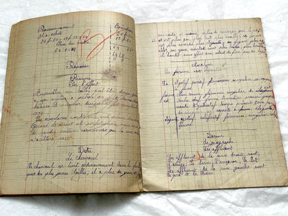1920s - Authentic French School Girl's School Notebook - Vintage French Ephemera - Handwritten Homework - 1925 Dated Pages