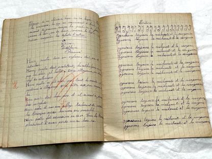 1920s - Authentic French School Girl's School Notebook - Vintage French Ephemera - Handwritten Homework - 1925 Dated Pages