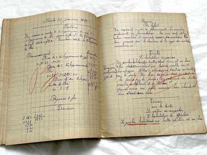 1920s - Authentic French School Girl's School Notebook - Vintage French Ephemera - Handwritten Homework - 1925 Dated Pages