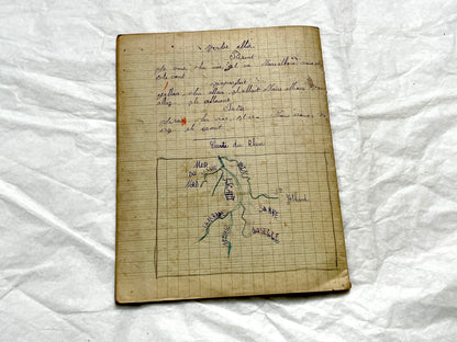 1920s - Authentic French School Girl's School Notebook - Vintage French Ephemera - Handwritten Homework - 1925 Dated Pages
