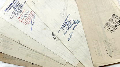 1950s - Lot of 6 Vintage French Bills of Exchange – Handwritten Commercial Documents with Stamps