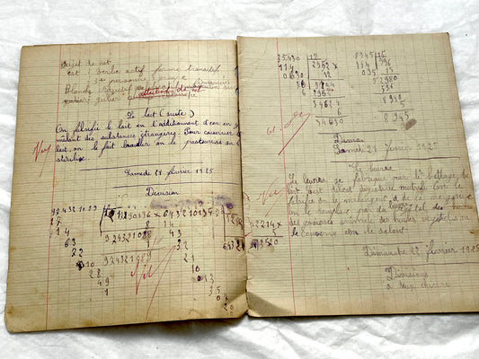1920s - French School Notebook - Student Learning Document - Original French Education History - Handwritten Ephemera