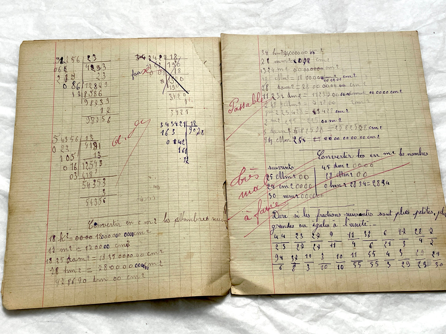 1920s - French School Notebook - Student Learning Document - Original French Education History - Handwritten Ephemera