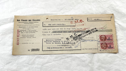 1950s - Lot of 6 Vintage French Bills of Exchange – Handwritten Commercial Documents with Stamps