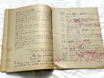 1920s - French School Notebook - Student Learning Document - Original French Education History - Handwritten Ephemera