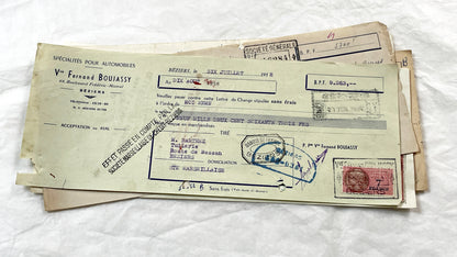 1950s - Lot of 6 Vintage French Bills of Exchange – Handwritten Commercial Documents with Stamps