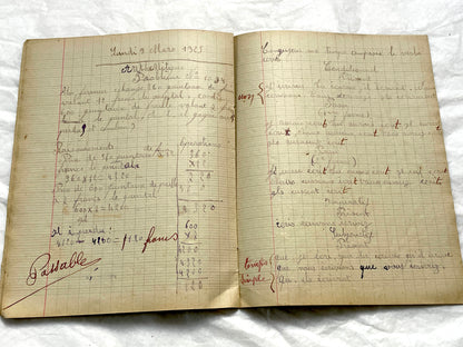 1920s - French School Notebook - Student Learning Document - Original French Education History - Handwritten Ephemera