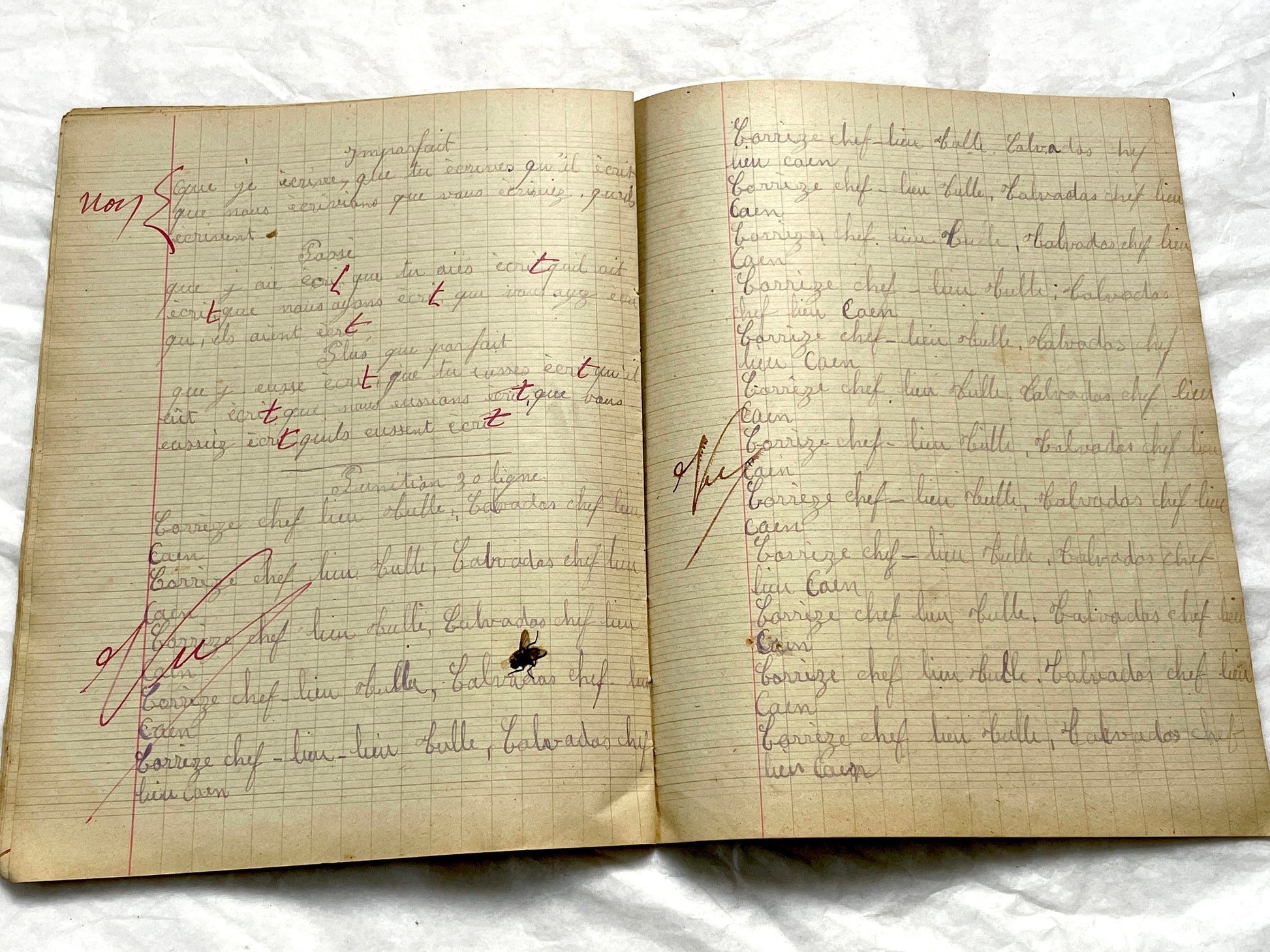 1920s - French School Notebook - Student Learning Document - Original French Education History - Handwritten Ephemera