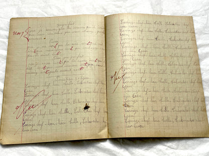 1920s - French School Notebook - Student Learning Document - Original French Education History - Handwritten Ephemera