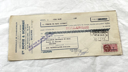 1950s - Lot of 6 Vintage French Bills of Exchange – Handwritten Commercial Documents with Stamps