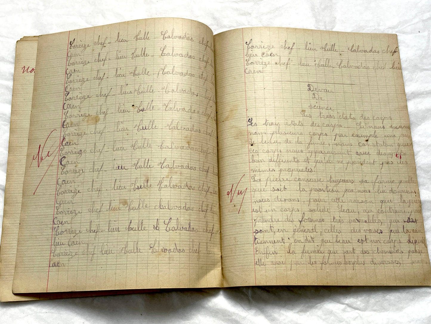 1920s - French School Notebook - Student Learning Document - Original French Education History - Handwritten Ephemera