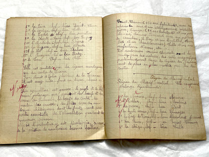 1920s - French School Notebook - Student Learning Document - Original French Education History - Handwritten Ephemera