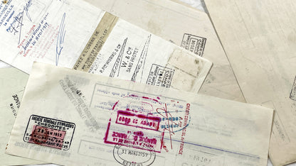 1950s - Lot of 6 Vintage French Bills of Exchange – Handwritten Commercial Documents with Stamps