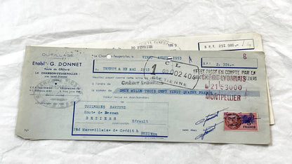 1950s - Lot of 6 Vintage French Bills of Exchange – Handwritten Commercial Documents with Stamps