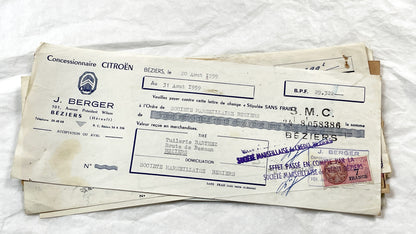 1950s - Lot of 6 Vintage French Bills of Exchange – Handwritten Commercial Documents with Stamps
