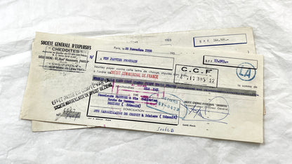 1950s - Lot of 6 Vintage French Bills of Exchange – Handwritten Commercial Documents with Stamps