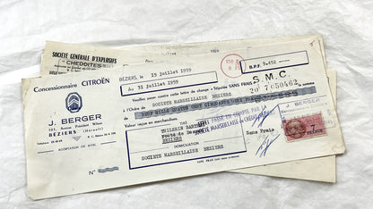 1950s - Lot of 6 Vintage French Bills of Exchange – Handwritten Commercial Documents with Stamps