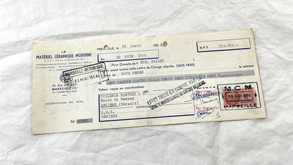 1950s - Lot of 6 Vintage French Bills of Exchange – Handwritten Commercial Documents with Stamps