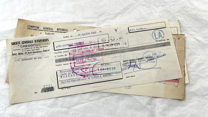 1950s - Lot of 6 Vintage French Bills of Exchange – Handwritten Commercial Documents with Stamps