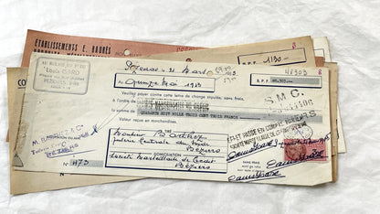 1950s - Lot of 6 Vintage French Bills of Exchange – Handwritten Commercial Documents with Stamps