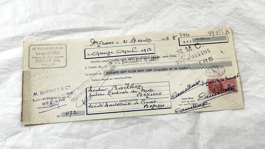 1950s - Lot of 6 Vintage French Bills of Exchange – Handwritten Commercial Documents with Stamps
